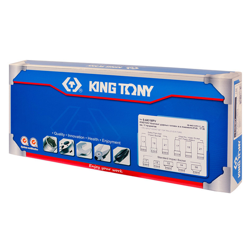 KING TONY (9-4401MPV) Набор ударных головок 1/2", ложемент, 11 предметов