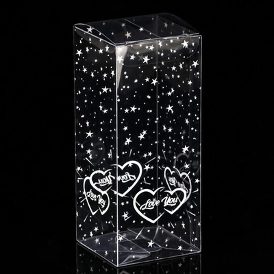 Складная прозрачная коробка из PVC, для упаковки подарков, LOVE YOU, 5×5×12 см