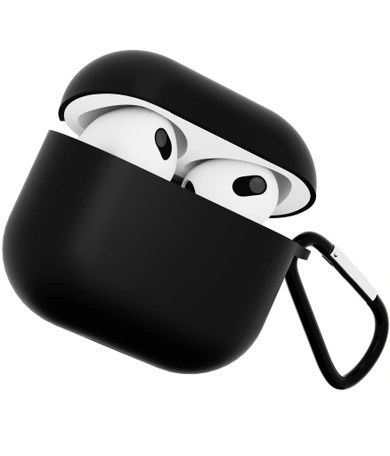 Чехол для Airpods 3 Gurdini силиконовый с карабином Черный
