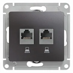 Розетка компьютерная RJ45 + RJ45 Cat 5e Systeme Electric Glossa Графит GSL001385KK