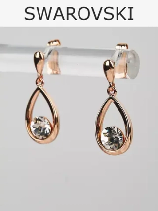 Серьги-капли Белла с белыми кристаллами Swarovski