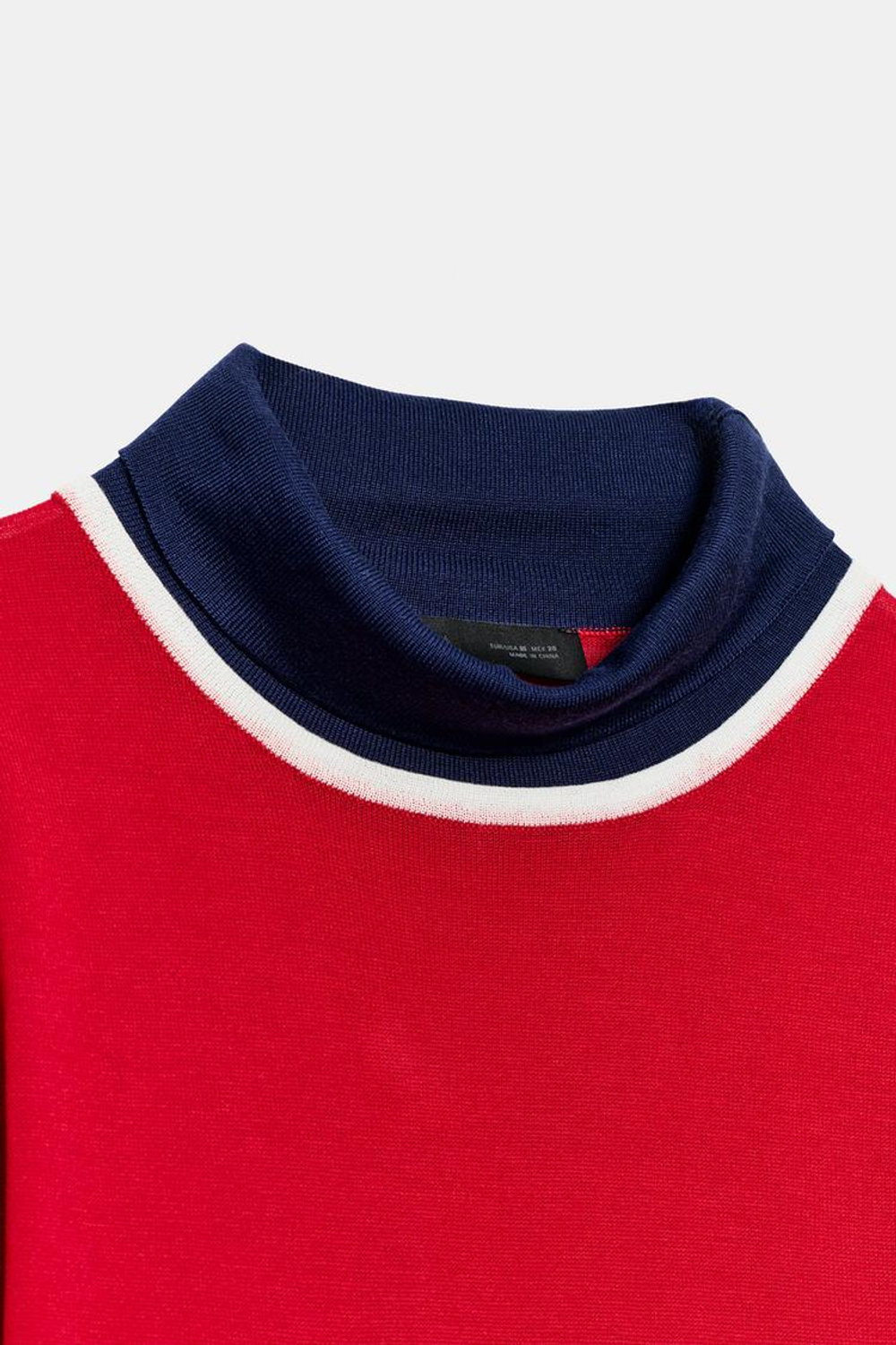 ZARA КОМБИНИРОВАННЫЙ СВИТЕР, КРАСНЫЙ