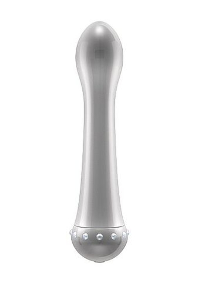 Вибратор с кристаллами The Diamond Silver - 16,5 см. (Цвет: серебро)