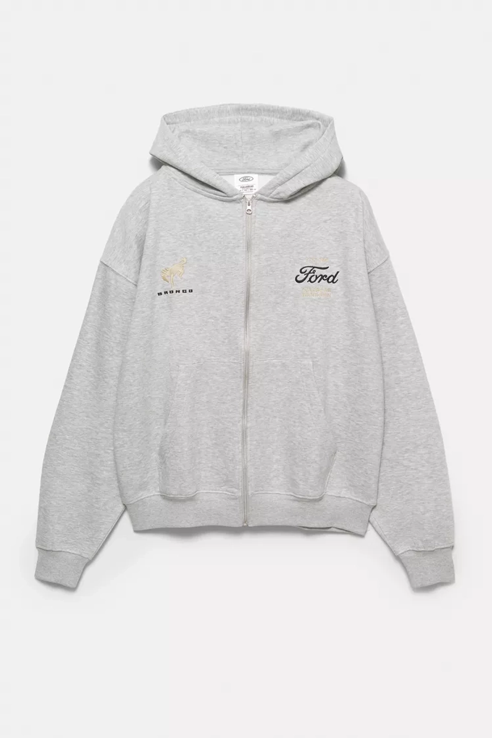 PULL&BEAR Толстовка на молнии Ford, серый меланж