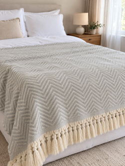 Плед-пике Velora Home «V-дизайн» двухцветный, серый, 200×230 см, хлопок 100%