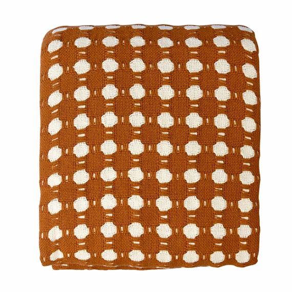 Покрывало из хлопка polka dots карамельного цвета из коллекции essential, 180х250 см