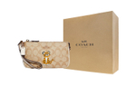 COACH Nolita 19 Coated Canvas With Pebbled Leather Clutch Small Women"s Khaki White