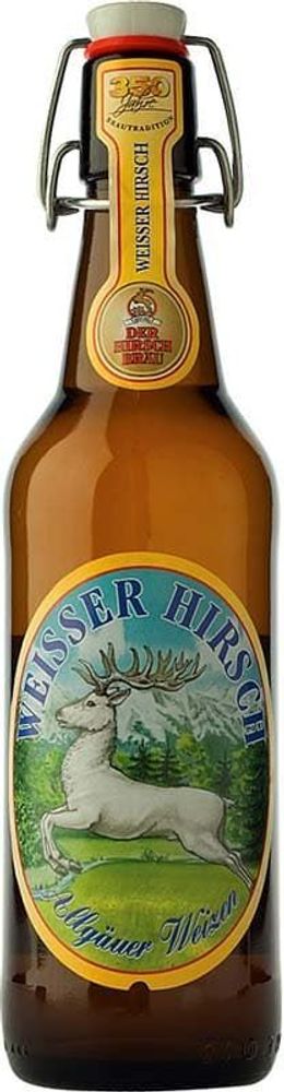 Пиво Хиршброй Вайссер Хирш / Der Hirschbrau Weisser Hirsch 0.5 - стекло, бугельная пробка