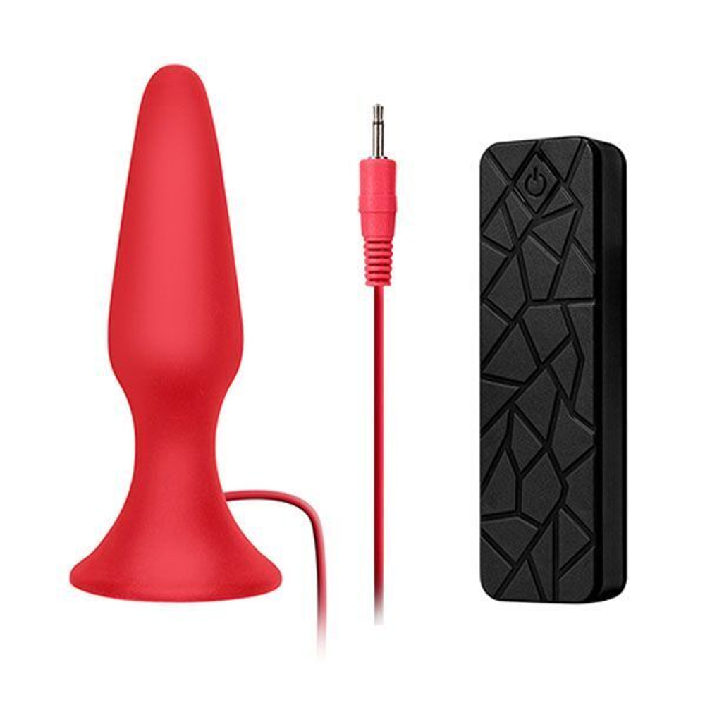 Красная анальная вибропробка с пультом управления MENZSTUFF 5INCH SLIM INTRUDER BUTT PLUG - 13 см. (Цвет: красный)