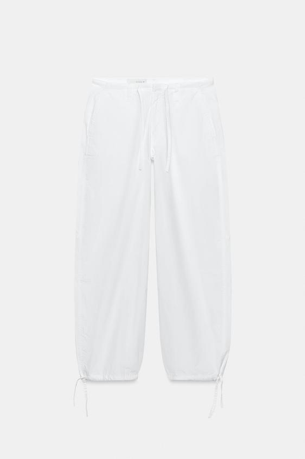 ZARA ШИРОКИЕ БРЮКИ НА ШНУРКАХ, БЕЛЫЙ