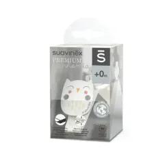 Клипса с лентой Suavinex Owl для крепления соски-пустышки к одежде Белая