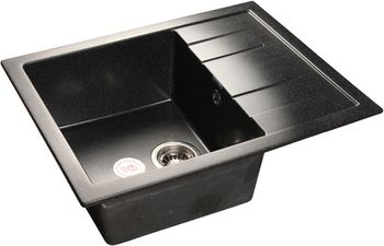 GRANFEST Мойка мрамор QUADRO GF-Q--650L чаша с крылом  650*500мм  черный  арт.GF-