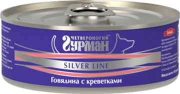 Четвероногий гурман Silver Line консервы для собак "Говядина с креветками", 100 г