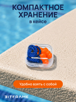 3 пары. Беруши для плавания, бассейна, шумоподавление на 29 дБ, силиконовые, анатомические, многоразовые затычки от воды на шнурке, в кейсе