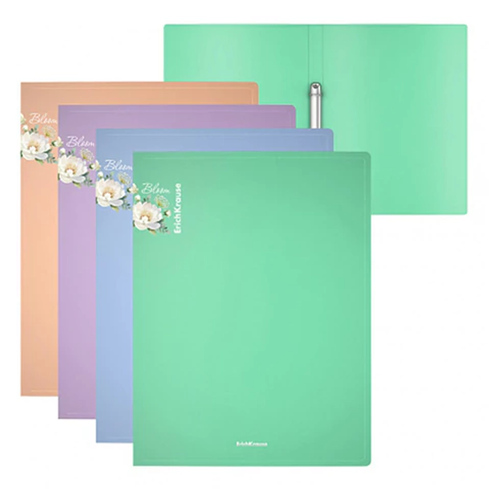 Папка на 2 кольцах ERICH KRAUSE Matt Pastel Bloom, 24 мм, до 150 листов, ассорти, 0,6 мм,