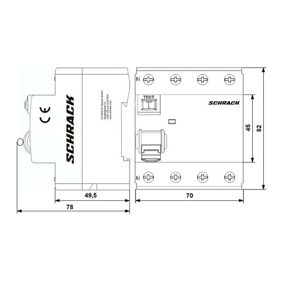УЗО Schrack Technik 4P 40A 30mA тип A 10kA Amparo AR054103-- (ВДТ)