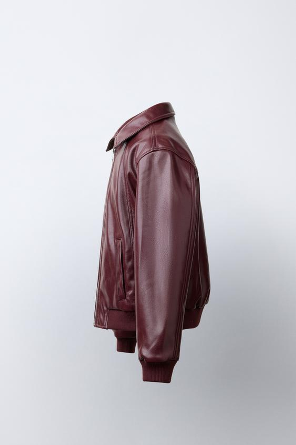 ZARA БОМБЕР ИЗ ИСКУССТВЕННОЙ КОЖИ, БУРГУНДИ