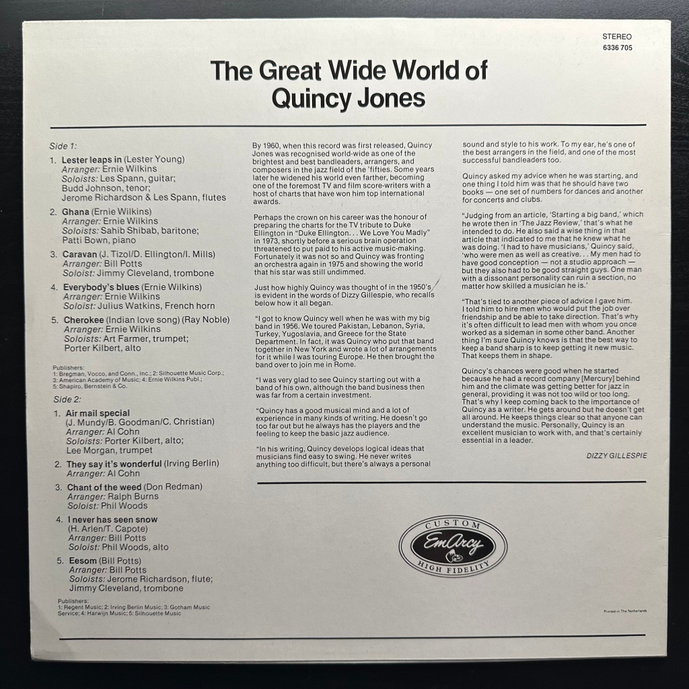 Quincy Jones ‎– The Great Wide World Of Quincy Jones (Голландия 1984г.)