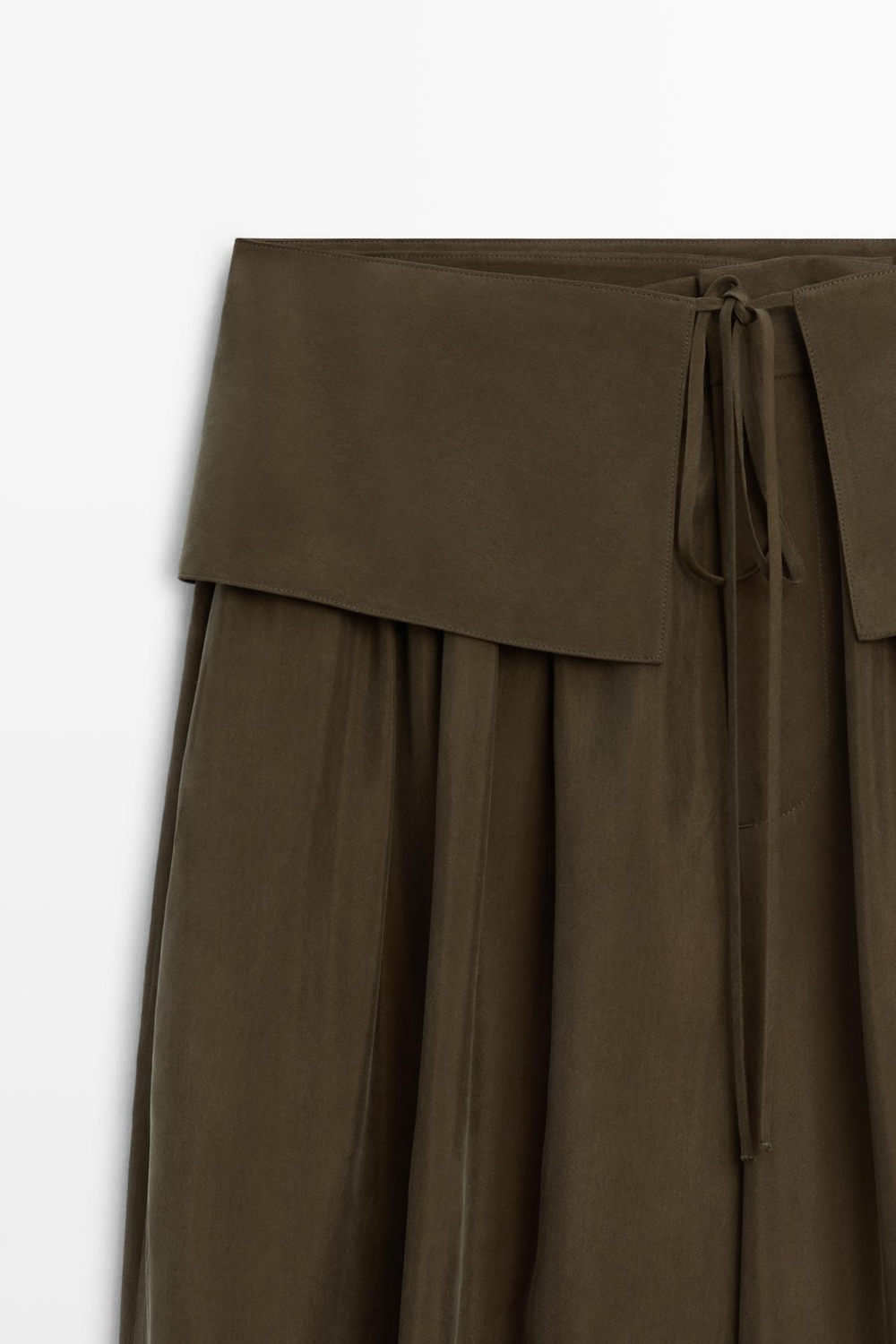 Massimo Dutti Брюки-саруэль с поясом, хаки