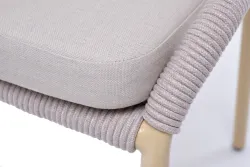 "Милан" стул плетеный из роупа, каркас алюминий (RAL1001), роуп бежевый круглый, ткань бежевая
