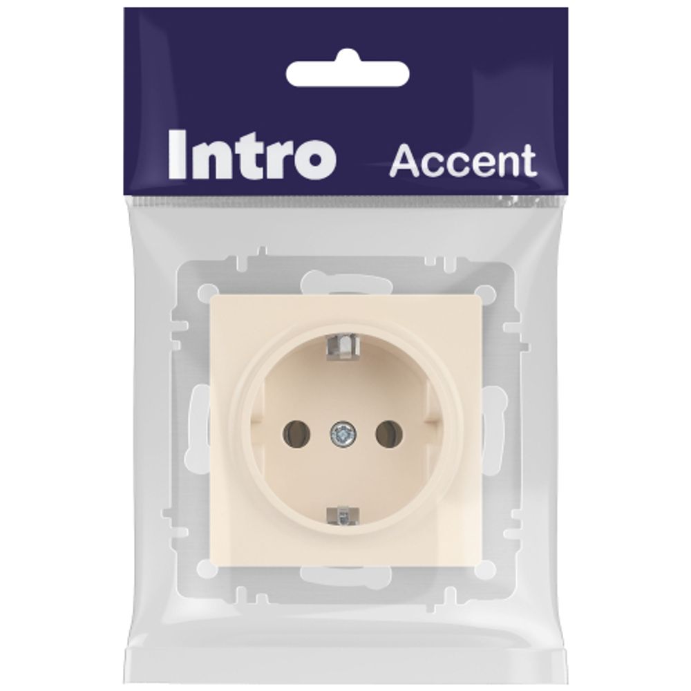 Розетка Intro Accent 6-202-02 2P+E Schuko 16А-250В IP20 СУ AL/CU слоновая кость | Intro