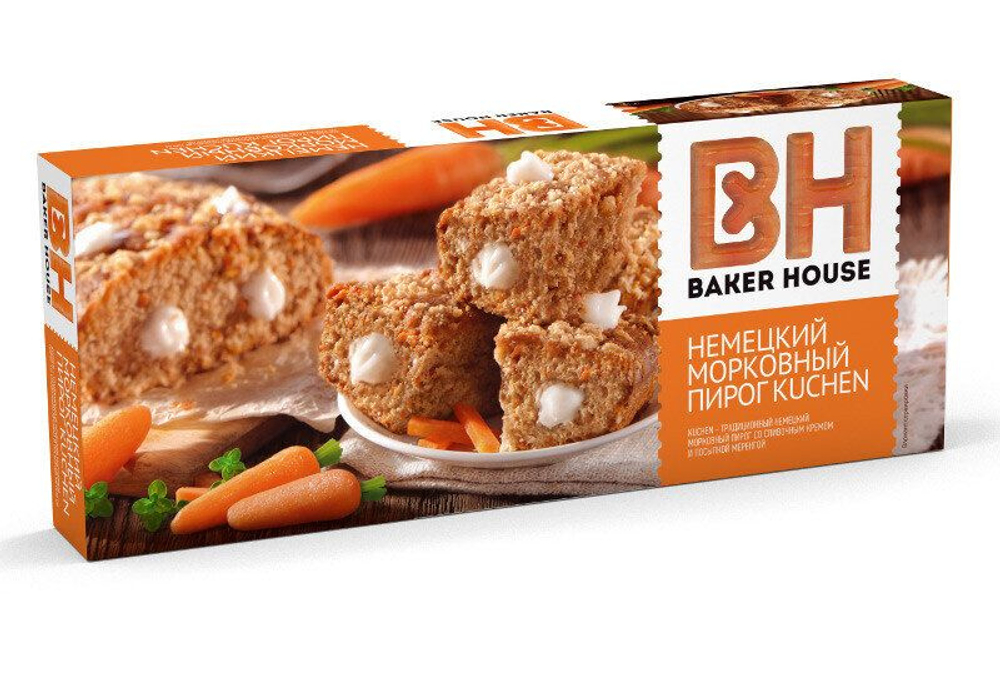 Пирог бисквитный KUCHEN морковный Baker House 350г (8шт)