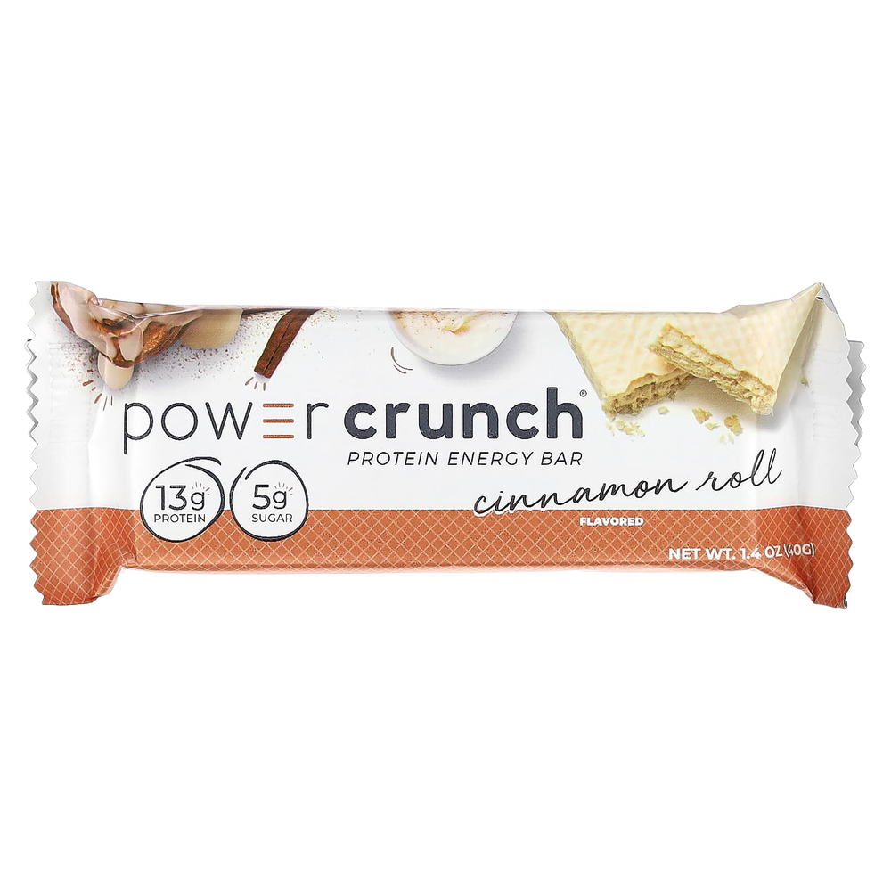 BNRG, Power Crunch®, протеиновый батончик, булочка с корицей, 12 батончиков по 40 г (1,4 унции)
