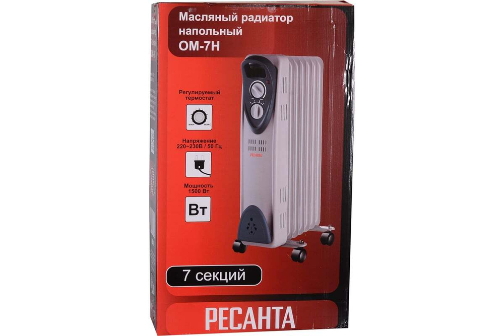 Масляный радиатор Ресанта ОМ-7Н, 7 секций