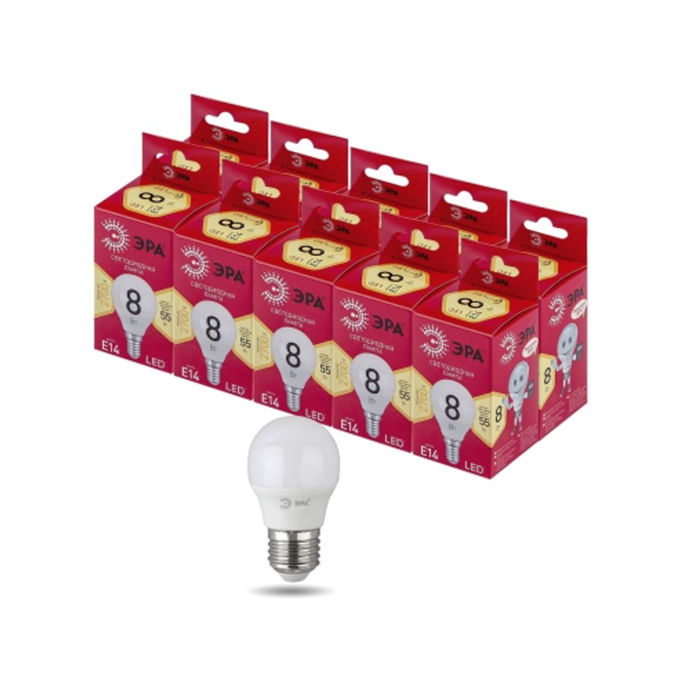Лампа светодиодная ЭРА RED LINE LED P45-8W-827-E14 R 8Вт шар теплый белый свет E14 | Лампы cветодиодные Шар (G/P)