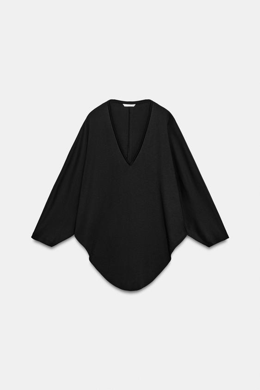 ZARA ФУТБОЛКА-НАКИДКА ИЗ ХЛОПКА SUPIMA®, ЧЕРНЫЙ