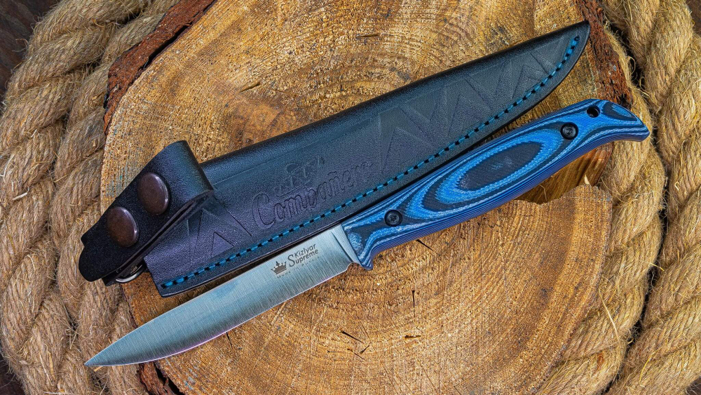🏆 Туристический нож Companero VG-10 (Cryo) Black-blue G10