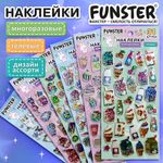 Наклейки гелевые "Любимые блестки", 17,5х9 см, ассорти 6 видов, FUNSTER (ФАНСТЕР), 666104