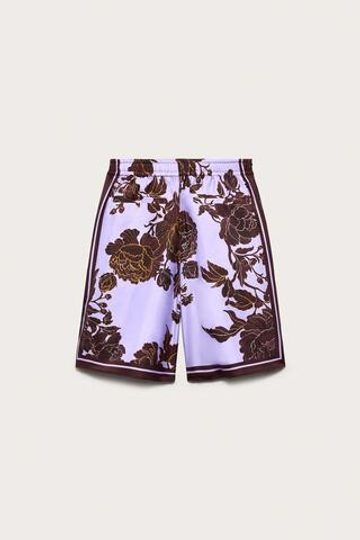 ZARA ШОРТЫ СВОБОДНОГО КРОЯ ИЗ 100% ШЕЛКА — LIMITED EDITION, С ПРИНТОМ