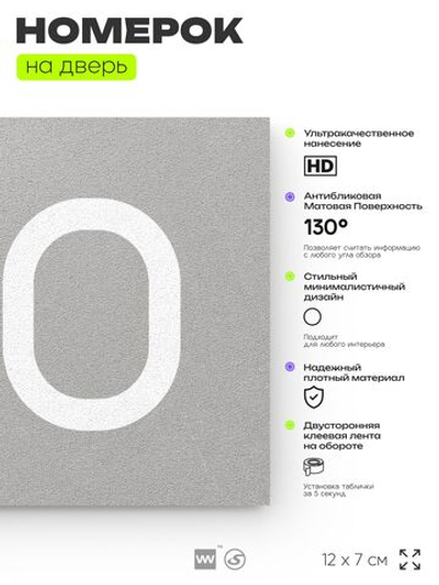 Номер на дверь 710, табличка на дверь для офиса, квартиры, кабинета, аудитории, склада, серая 120х70 мм, Айдентика Технолоджи