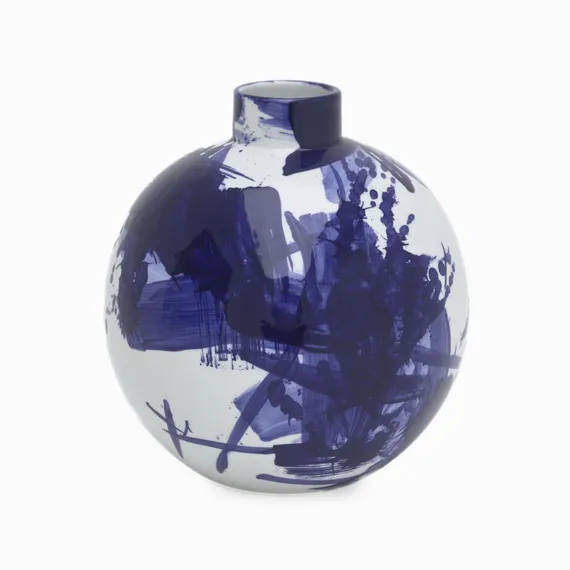 Ваза Globe L высота 35 см, белый, синий
