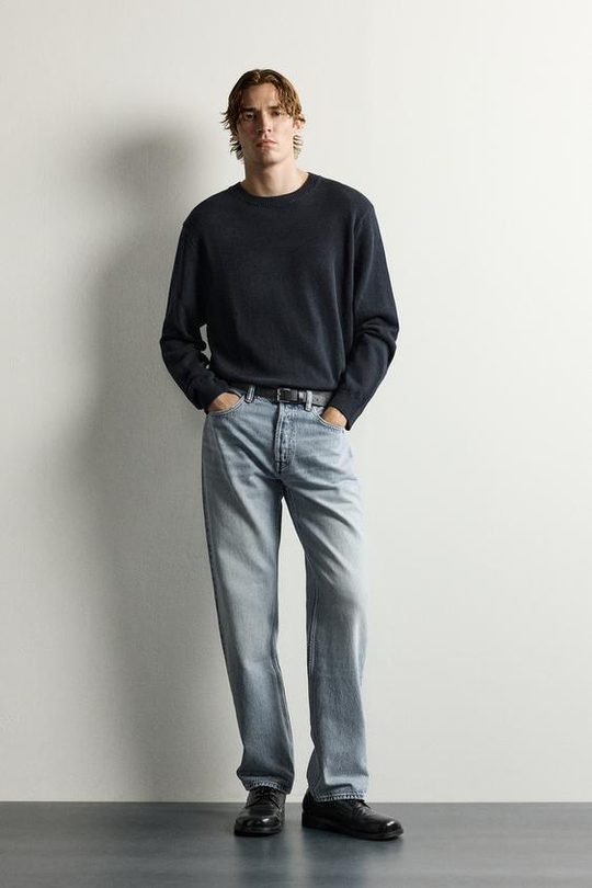 ZARA ДЖИНСЫ STRAIGHT FIT УДЛИНЕННЫЕ, СИНИЙ