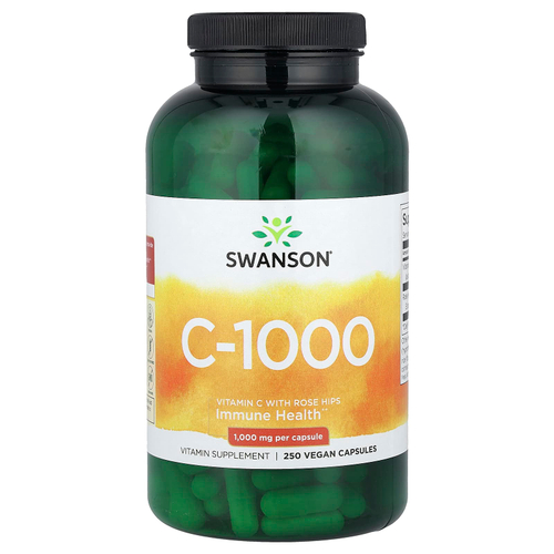 Swanson Vitamins, C-1000, витамин C с шиповником, 250 веганских капсул