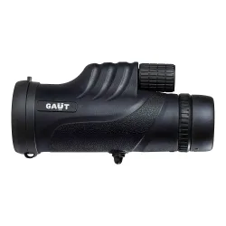 Монокуляр Gaut Pollux 10x42 сбоку, черный цвет, текстурированная ручка
