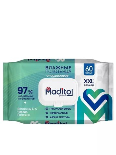 Madtol влажные полотенца XXL с крышкой 60 шт.