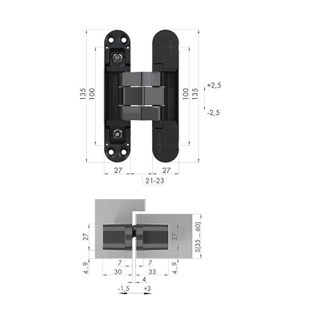 Петля скрытой установки ARMADILLO U3D7800.VPG (Koblenz K2760/K2780) SG мат. золото /50119/ (1 шт)