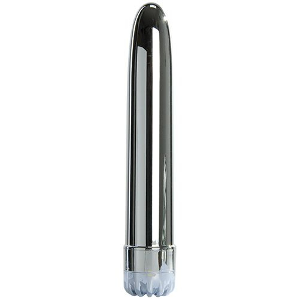 Серебристый классический вибратор CLASSIC SILVER LARGE - 20 см. (Цвет: серебро)