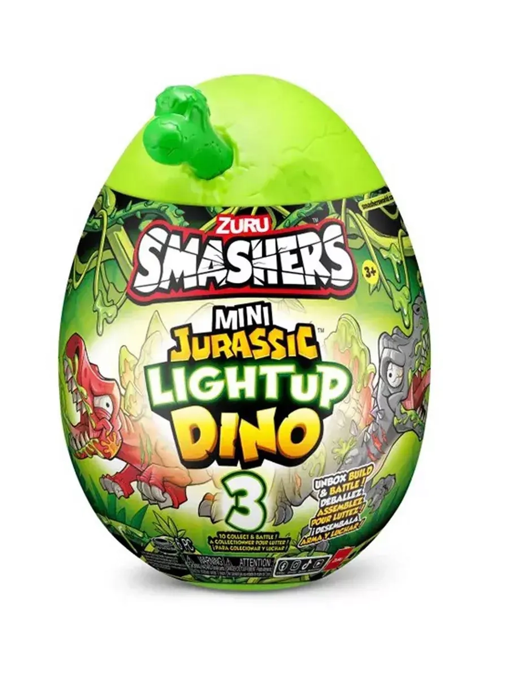 Игрушка сюрприз Smashers mini Jurassic Lightup Dino красный