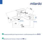 Смеситель для ванны 35к Milardo POLSB00M02 Поли (Poli) с душ. аксессуарами, пластик, ХРОМ