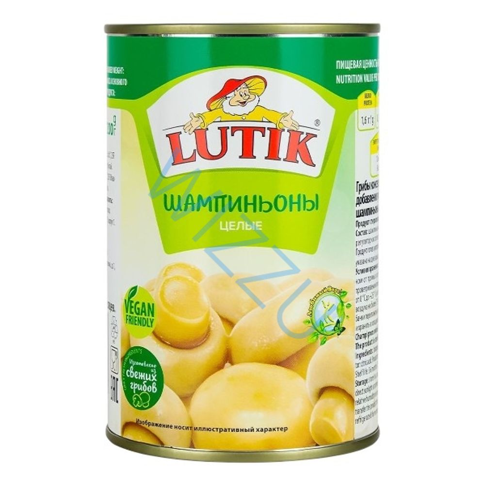 Шампиньоны целые ж/б 425мл*12шт Lutik