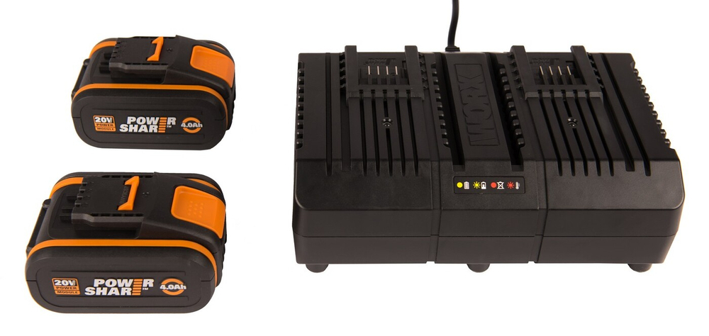 Комплект WORX WA3611: Двойное зарядное устройство WA3883