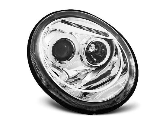 Передние фары VW New Beetle angel eyes chrome
