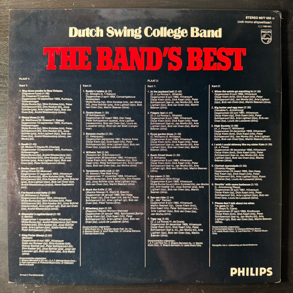 Dutch Swing College Band ‎– The Band's Best 2LP (Голландия 1977г.)