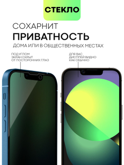 Стекло антишпион BROSCORP для Apple iPhone 13;Apple iPhone 13 Pro оптом (арт. IP13(13PRO)-FSP-GLASS-SPY)