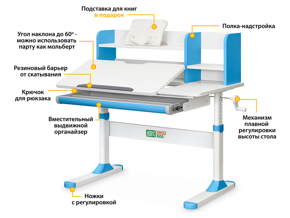 Детский стол Ergokids TH-330 Blue (арт. TH-330 W/BL)