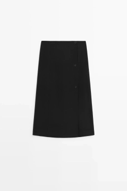 Massimo Dutti Юбка-миди с пуговицами, черный